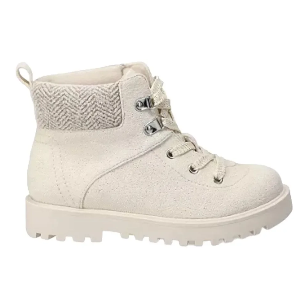 SO Muscovy Girls Ankle Boots Cream Sparkle Faux Suede Size 2 New